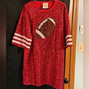 BRAND NEW WITH TAGS Red Sequin Boutique Football SUPER BOWL Dress